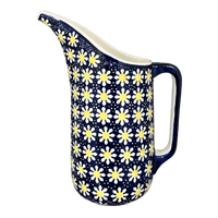 A picture of a Polish Pottery 1.5 Liter Fancy Pitcher (Mornin' Daisy) | D084T-AM as shown at PolishPotteryOutlet.com/products/1-5-liter-fancy-pitcher-mornin-daisy-d084t-am