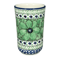 A picture of a Polish Pottery CA 12 oz. Tumbler (Green Goddess) | A076-U408A as shown at PolishPotteryOutlet.com/products/c-a-12-oz-tumbler-green-goddess-a076-u408a