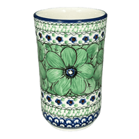 A picture of a Polish Pottery Tumbler, 12 oz in "Green Goddess" by Ceramika Artystyczna | A076-U408A as shown at PolishPotteryOutlet.com/products/c-a-12-oz-tumbler-green-goddess-a076-u408a