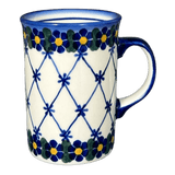 Mug, Straight Mug, 8 oz, WR (WR14A) in "Blue Floral Trellis" by W.R. Ceramika | WR14A-DT3