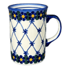 Polish Pottery WR 8 oz. Straight Mug (Blue Floral Trellis) | WR14A-DT3 at PolishPotteryOutlet.com