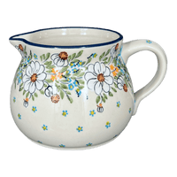 A picture of a Polish Pottery 1.5 Liter Pitcher (Daisy Bouquet) | D043S-TAB3 as shown at PolishPotteryOutlet.com/products/1-5-l-wide-mouth-pitcher-daisy-bouquet-d043s-tab3