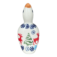 A picture of a Polish Pottery Pie Bird (Reindeer Games) | P189T-BL07 as shown at PolishPotteryOutlet.com/products/pie-bird-reindeer-games-p189t-bl07