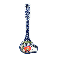 A picture of a Polish Pottery Gravy Ladle (Floral Fans) | L015S-P314 as shown at PolishPotteryOutlet.com/products/7-5-gravy-ladle-floral-fans-l015s-p314
