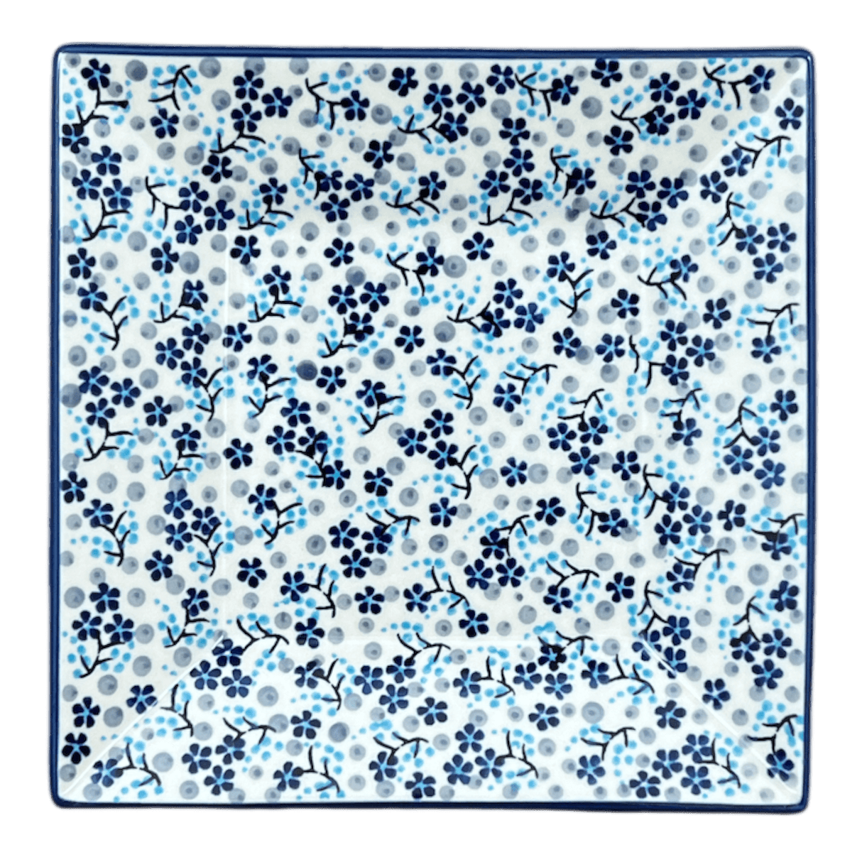 Plate, Square, Dessert, 7" in "Scattered Blues" by Manufaktura | T158S-AS45
