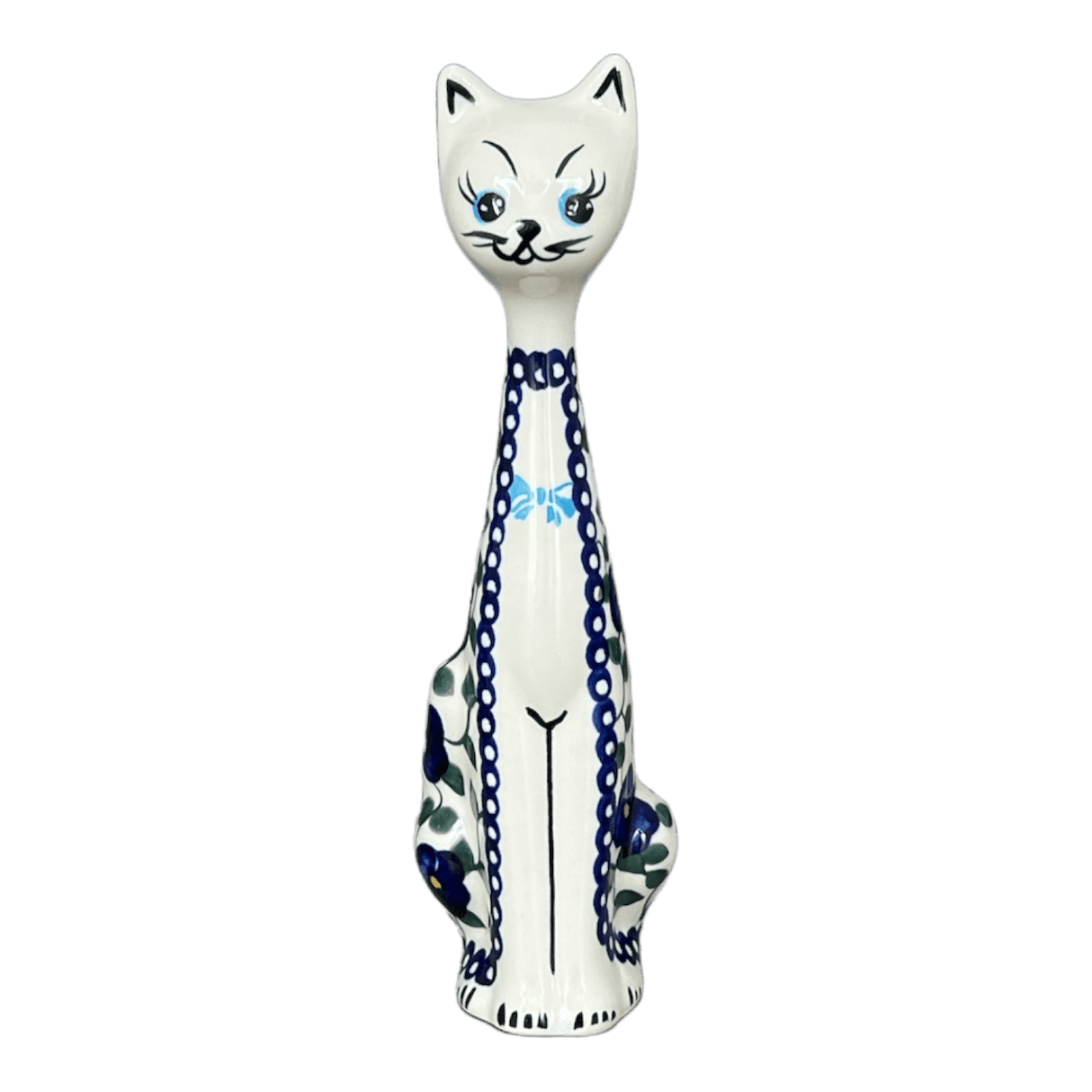 Figurine, Tall Cat, 9.5", WR (WR40C) in "Pansy Storm" by W.R. Ceramika | WR40C-EZ3