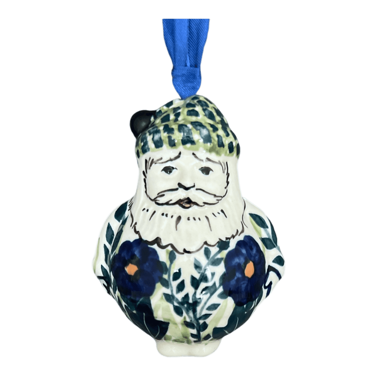 Ornament, Santa, 2.5" in "Bouncing Blue Blossoms" by Manufaktura | K144U-IM03