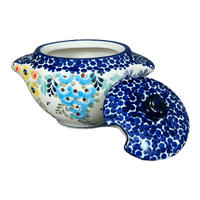 A picture of a Polish Pottery 3" Sugar Bowl (Brilliant Garden) | C003S-DPLW as shown at PolishPotteryOutlet.com/products/3-sugar-bowl-brilliant-garden-c003s-dplw