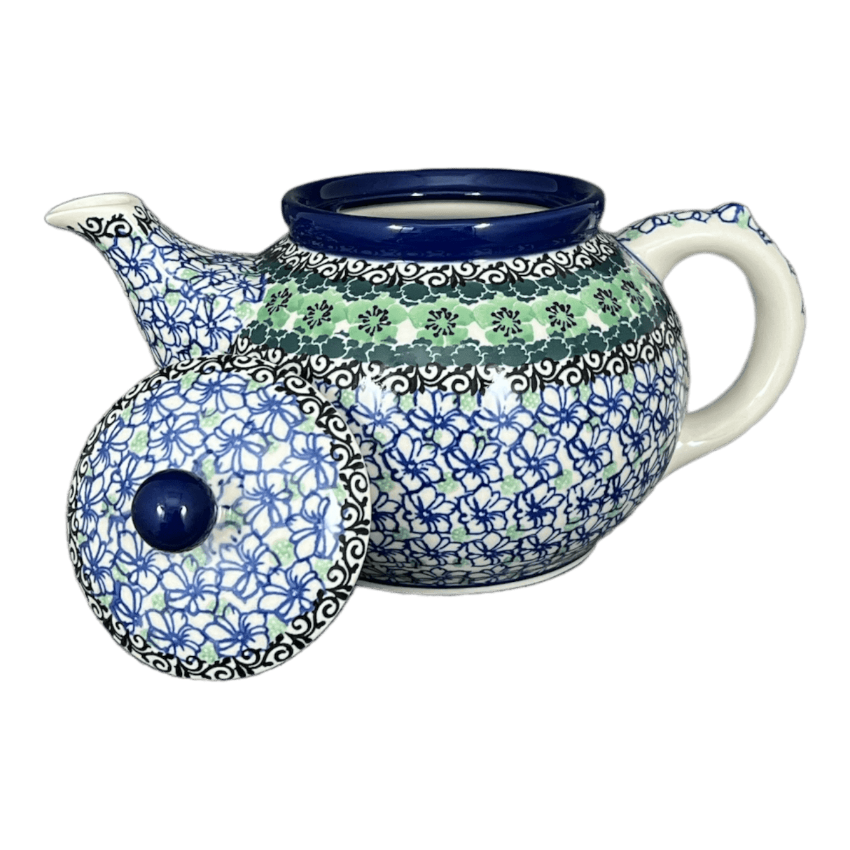 Teapot, 1.2 Liter in "Ring of Green" by Ceramika Artystyczna | A060-1479X