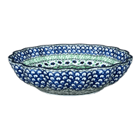 A picture of a Polish Pottery CA 7.5" Blossom Bowl (Green Goddess) | A249-U408A as shown at PolishPotteryOutlet.com/products/c-a-7-5-blossom-bowl-green-goddess-a249-u408a