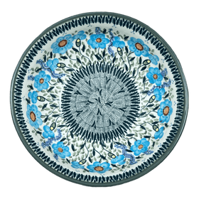 Polish Pottery Bowl, Round, 8.5" in "Baby Blue Blossoms - Solid Rim" by Manufaktura | M135S-JS49A Additional Image at PolishPotteryOutlet.com