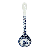 A picture of a Polish Pottery Ladle, Soup, 12" in "Peacock Dot" by Manufaktura | C020U-54K as shown at PolishPotteryOutlet.com/products/12-soup-ladle-peacock-dot-c020u-54k