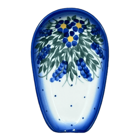 Polish Pottery WR 3.5" x 5" Spoon Rest (Delphinium Spray) | WR55D-BW3 Additional Image at PolishPotteryOutlet.com