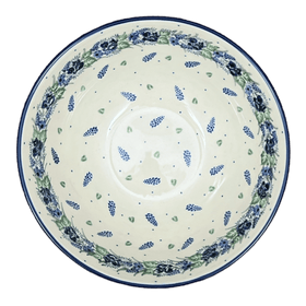 Polish Pottery Bowl, Round, Kitchen, 9" in "Hyacinth in the Wind" by Ceramika Artystyczna | A056-2037X Additional Image at PolishPotteryOutlet.com