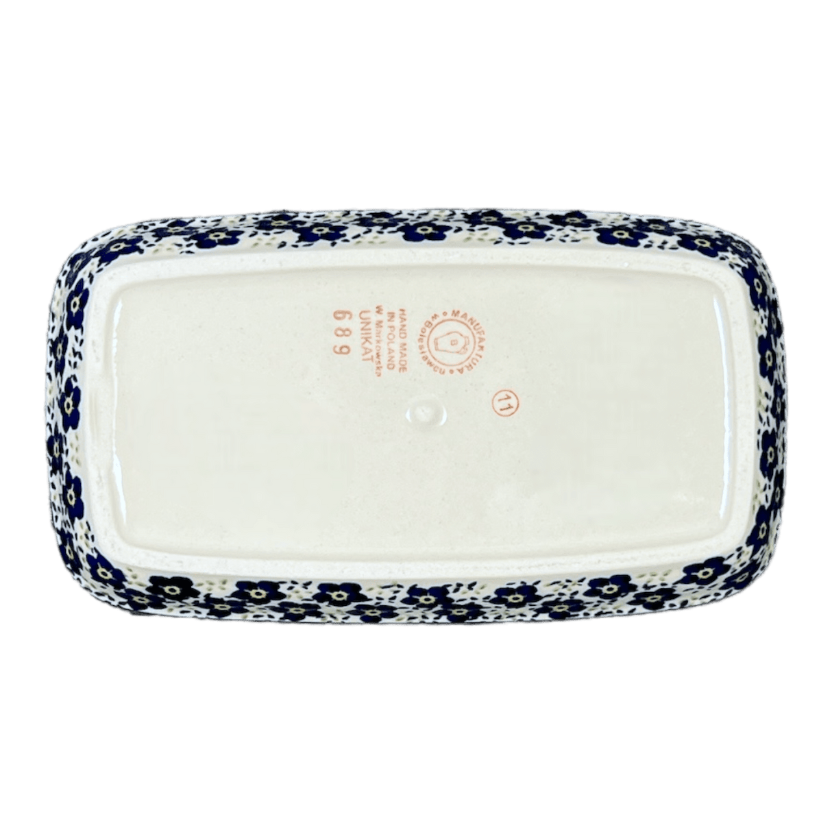 Butter Dish, American, 4" x 7.5" in "Floral Revival Blue" by Manufaktura | M074U-MKOB