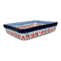 A picture of a Polish Pottery Baker, Lasagna Pan, 10.25" x 12.75" in "Rosie's Garden" by Ceramika Artystyczna | A406-1490X as shown at PolishPotteryOutlet.com/products/c-a-lasagna-pan-rosies-garden-a406-1490x