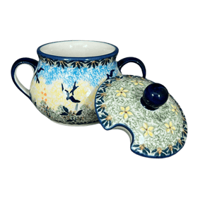 Polish Pottery 3.5" Traditional Sugar Bowl (Soaring Swallows) | C015S-WK57 Additional Image at PolishPotteryOutlet.com