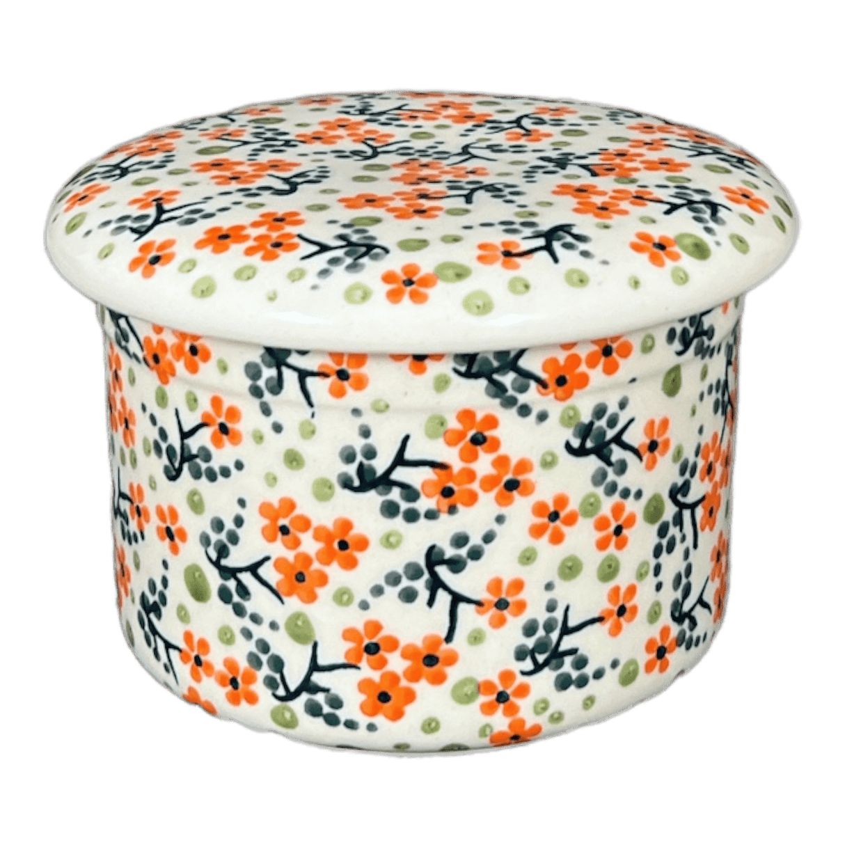 Butter Crock, 4.5" in "Peach Blossoms" by Manufaktura | M136S-AS46