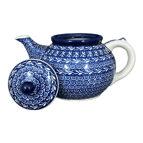 Polish Pottery Teapot, 40 oz in "Wavy Blues" by Ceramika Artystyczna | A060-905X Additional Image at PolishPotteryOutlet.com