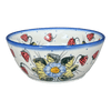 Polish Pottery Bowl, Round, 7", WR (WR12C) in "Strawberries & Blossoms" by W.R. Ceramika | WR12C-WR2 at PolishPotteryOutlet.com