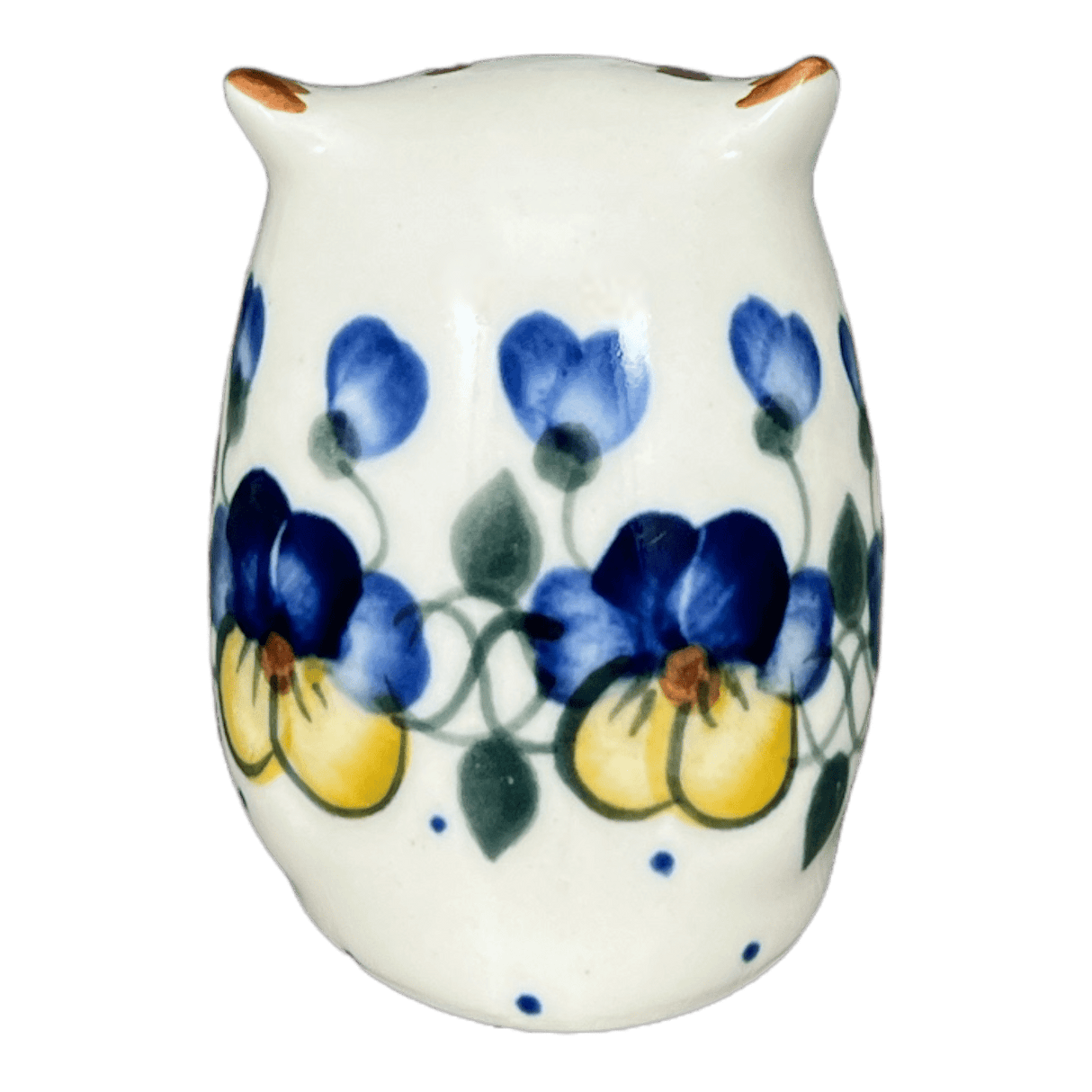 Figurine, Owl, 3" Small, WR (WR40J) in "Pansy Wreath" by W.R. Ceramika | WR40J-EZ2