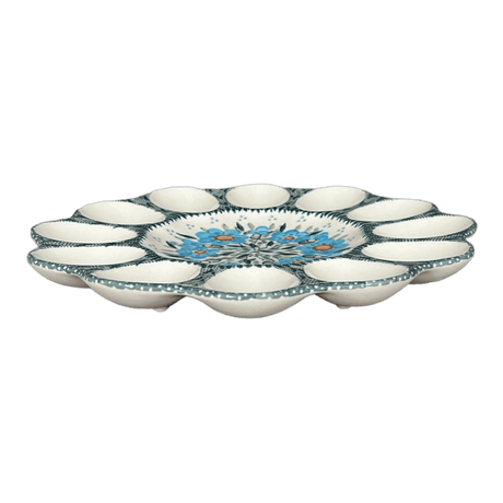 Plate, Round, Egg Plate, 10.25" in "Baby Blue Blossoms" by Manufaktura | T140S-JS49