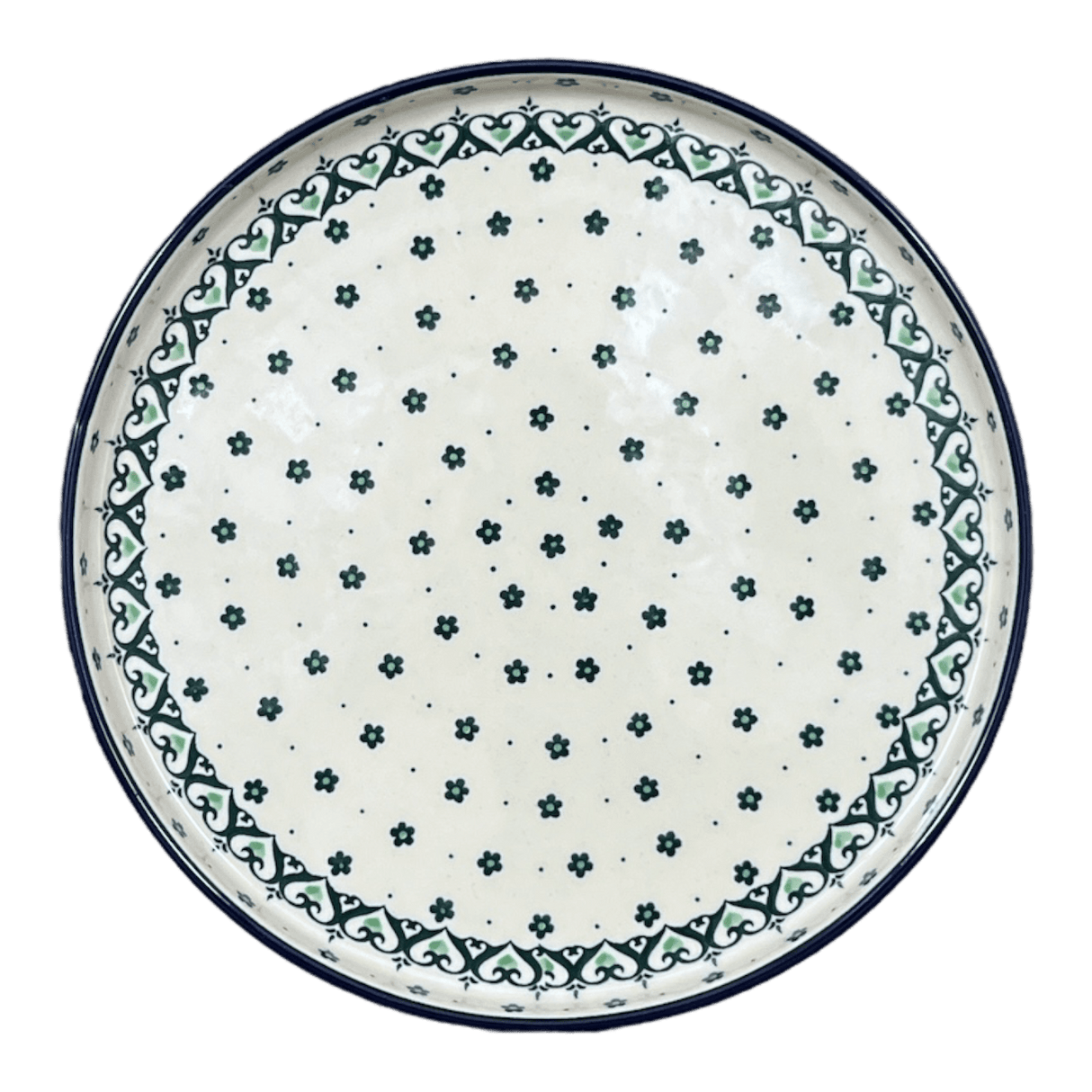 Tray, Round, 10" in "Emerald Hearts" by Ceramika Artystyczna | AE93-2450X