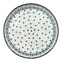 A picture of a Polish Pottery Tray, Round, 10" in "Emerald Hearts" by Ceramika Artystyczna | AE93-2450X as shown at PolishPotteryOutlet.com/products/10-round-tray-emerald-hearts-ae93-2450x