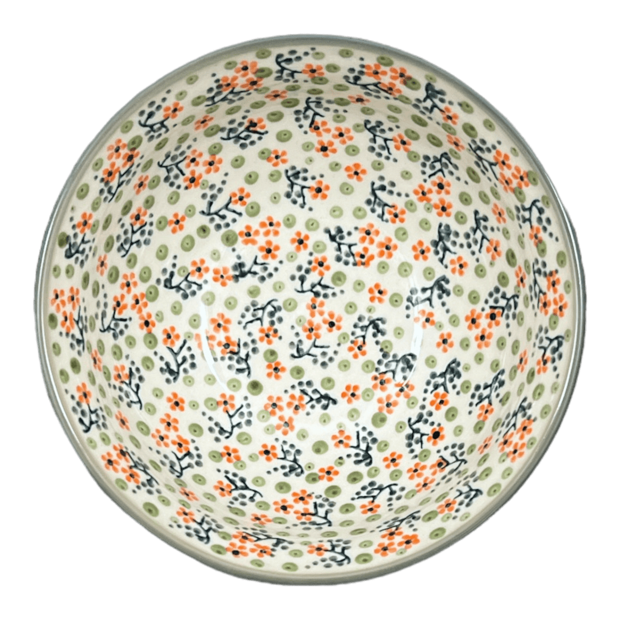 Bowl, Round, 6.75" in "Peach Blossoms - Solid Rim" by Manufaktura | M090S-AS46A