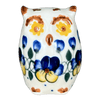 Polish Pottery Figurine, Owl, 3" Small, WR (WR40J) in "Pansy Wreath" by W.R. Ceramika | WR40J-EZ2 at PolishPotteryOutlet.com