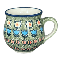 A picture of a Polish Pottery Small Belly Mug (Amsterdam) | K067S-LK as shown at PolishPotteryOutlet.com/products/7-oz-belly-mug-amsterdam-k067s-lk