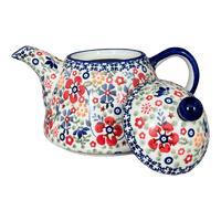 A picture of a Polish Pottery 0.9 Liter Teapot (Full Bloom) | C005S-EO34 as shown at PolishPotteryOutlet.com/products/0-9-liter-teapot-full-bloom-c005s-eo34