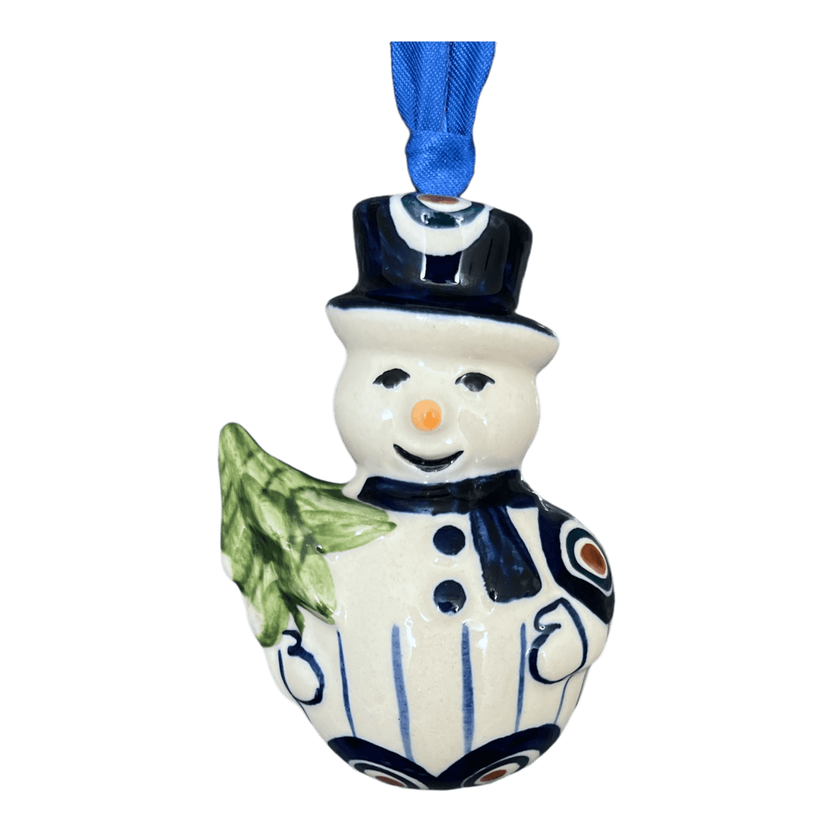 Ornament, Snowman with Tree, 2" in "Peacock in Line" by Manufaktura | K143T-54A