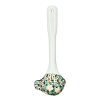A picture of a Polish Pottery Gravy Ladle (Perennial Garden) | L015S-LM as shown at PolishPotteryOutlet.com/products/7-5-gravy-ladle-perennial-garden-l015s-lm