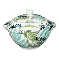 A picture of a Polish Pottery 3" Sugar Bowl (Scattered Ferns) | C003S-GZ39 as shown at PolishPotteryOutlet.com/products/3-sugar-bowl-scattered-ferns-c003s-gz39
