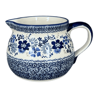 A picture of a Polish Pottery 1.5 Liter Pitcher (Blue Life) | D043S-EO39 as shown at PolishPotteryOutlet.com/products/1-5-l-wide-mouth-pitcher-blue-life-d043s-eo39