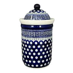 Polish Pottery Zaklady 1 Liter Container (Grecian Dot) | Y1243-D923 Additional Image at PolishPotteryOutlet.com