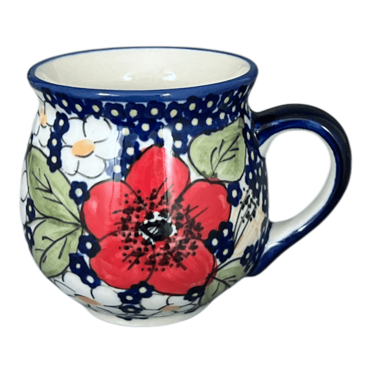 Mug, Belly Mug, Small, 7 oz in "Poppies & Posies" by Manufaktura | K067S-IM02