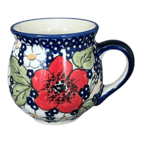 A picture of a Polish Pottery Small Belly Mug (Poppies & Posies) | K067S-IM02 as shown at PolishPotteryOutlet.com/products/7-oz-belly-mug-poppies-posies-k067s-im02