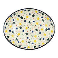 A picture of a Polish Pottery CA 10.25" Oval Dish (Star Shower) | AC93-359X as shown at PolishPotteryOutlet.com/products/10-25-oval-dish-star-shower-ac93-359x