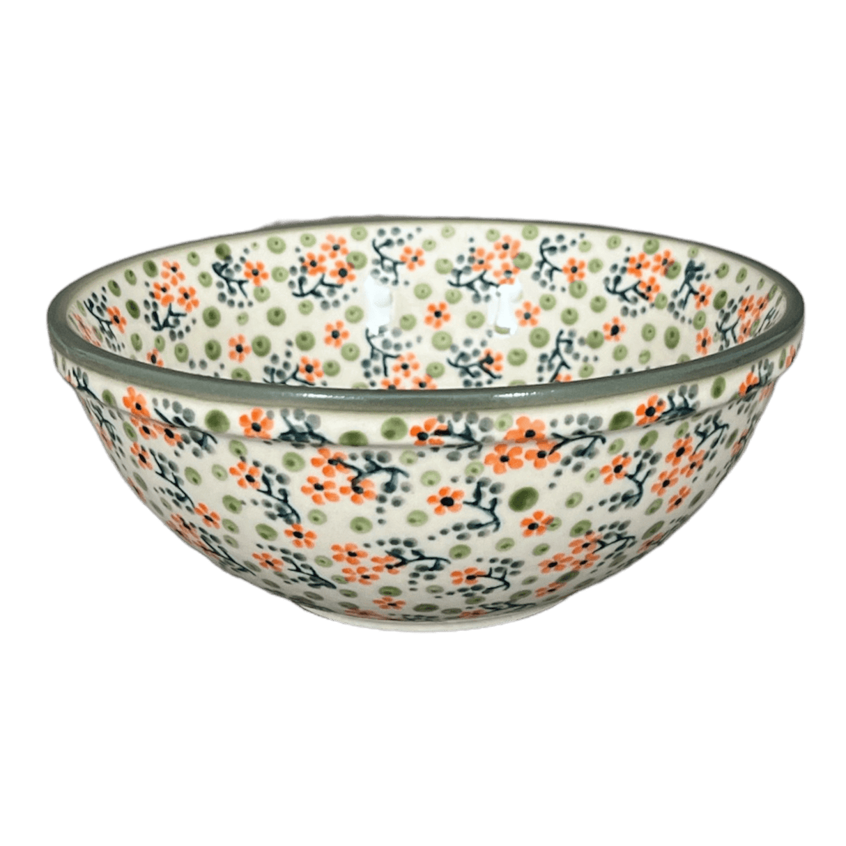 Bowl, Round, 6.75" in "Peach Blossoms - Solid Rim" by Manufaktura | M090S-AS46A