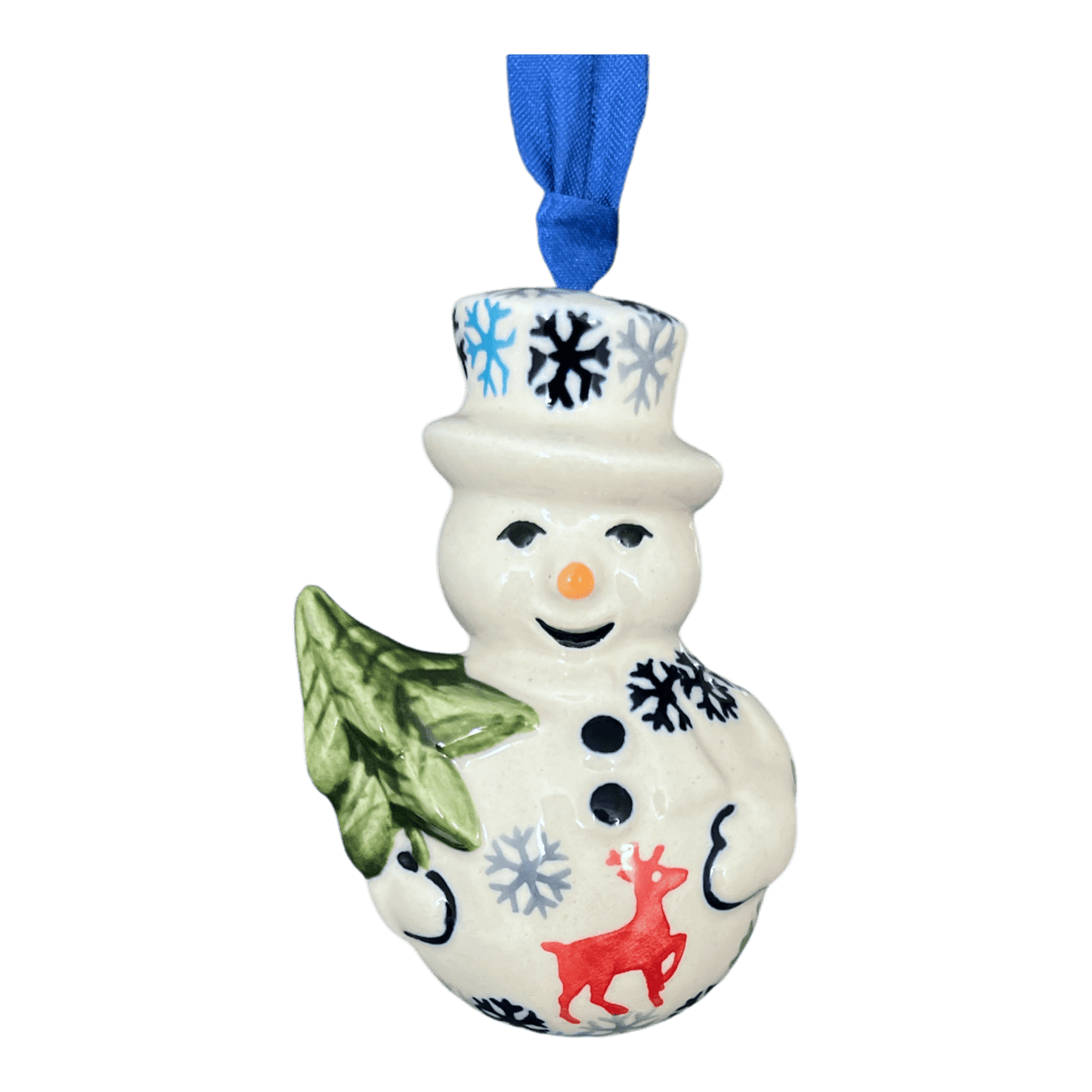 Ornament, Snowman with Tree, 2" in "Reindeer Games" by Manufaktura | K143T-BL07