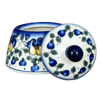 A picture of a Polish Pottery Bowl, Bell-Shaped, Sugar Bowl, 4", WR (WR9A) in "Pansy Wreath" by W.R. Ceramika | WR9A-EZ2 as shown at PolishPotteryOutlet.com/products/4-sugar-bowl-bell-pansy-wreath-wr9a-ez2