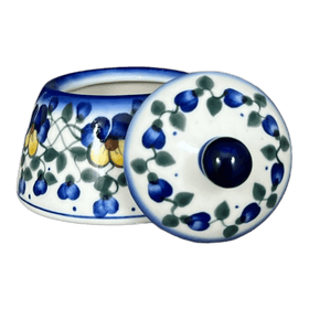 Polish Pottery Bowl, Bell-Shaped, Sugar Bowl, 4", WR (WR9A) in "Pansy Wreath" by W.R. Ceramika | WR9A-EZ2 Additional Image at PolishPotteryOutlet.com