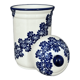 Polish Pottery Zaklady 2 Liter Container (Blue Floral Vines) | Y1244-D1210A Additional Image at PolishPotteryOutlet.com