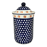 A picture of a Polish Pottery Zaklady 2 Liter Container (Persimmon Dot) | Y1244-D479 as shown at PolishPotteryOutlet.com/products/2-liter-container-persimmon-dot-y1244-d479