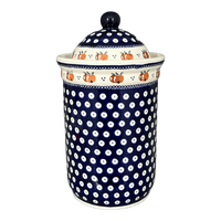 A picture of a Polish Pottery Container, 2 Liter in "Persimmon Dot" by Zaklady | Y1244-D479 as shown at PolishPotteryOutlet.com/products/2-liter-container-persimmon-dot-y1244-d479