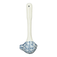 A picture of a Polish Pottery Gravy Ladle (Ducks in a Row) | L015U-P323 as shown at PolishPotteryOutlet.com/products/7-5-gravy-ladle-ducks-in-a-row-l015u-p323