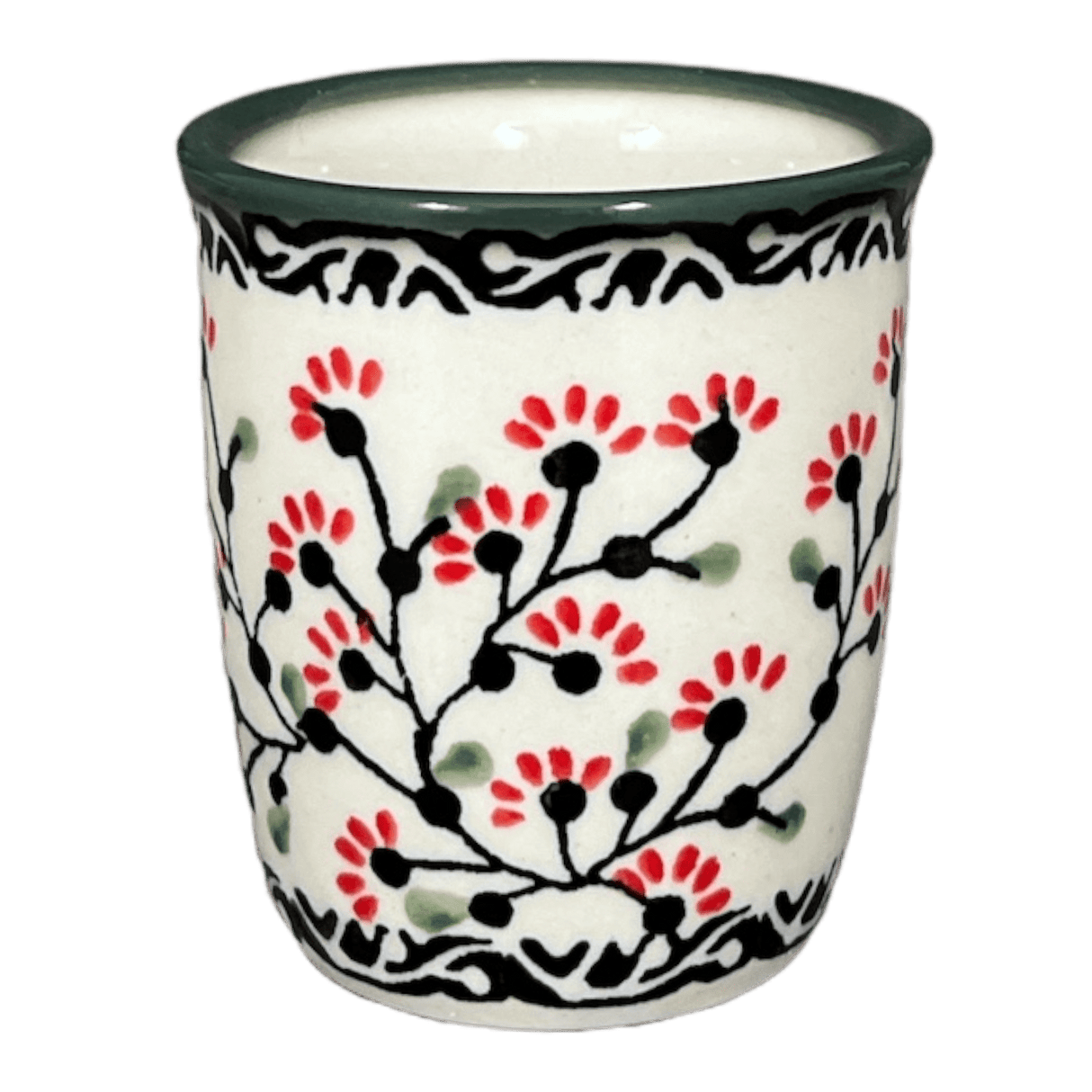 Cup, Wine Cup, 4 oz in "Cherry Blossoms - Solid Rim" by Manufaktura | K100S-DPGJA