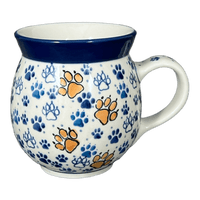 A picture of a Polish Pottery CA 16 oz. Belly Mug (Cat Tracks) | A073-1771 as shown at PolishPotteryOutlet.com/products/c-a-16-oz-belly-mug-cat-tracks-a073-1771